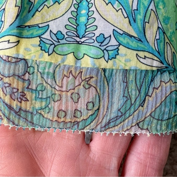 Elie Tahari Pacifica Skirt Cotton Mint Green Paisley Pleated Lightweight Size 12 - Picture 3 of 11